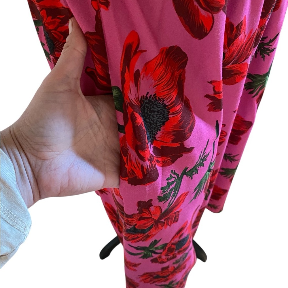 Alexia Admor Pink Floral Midi Dress with Red Blooms - Picture 7 of 9